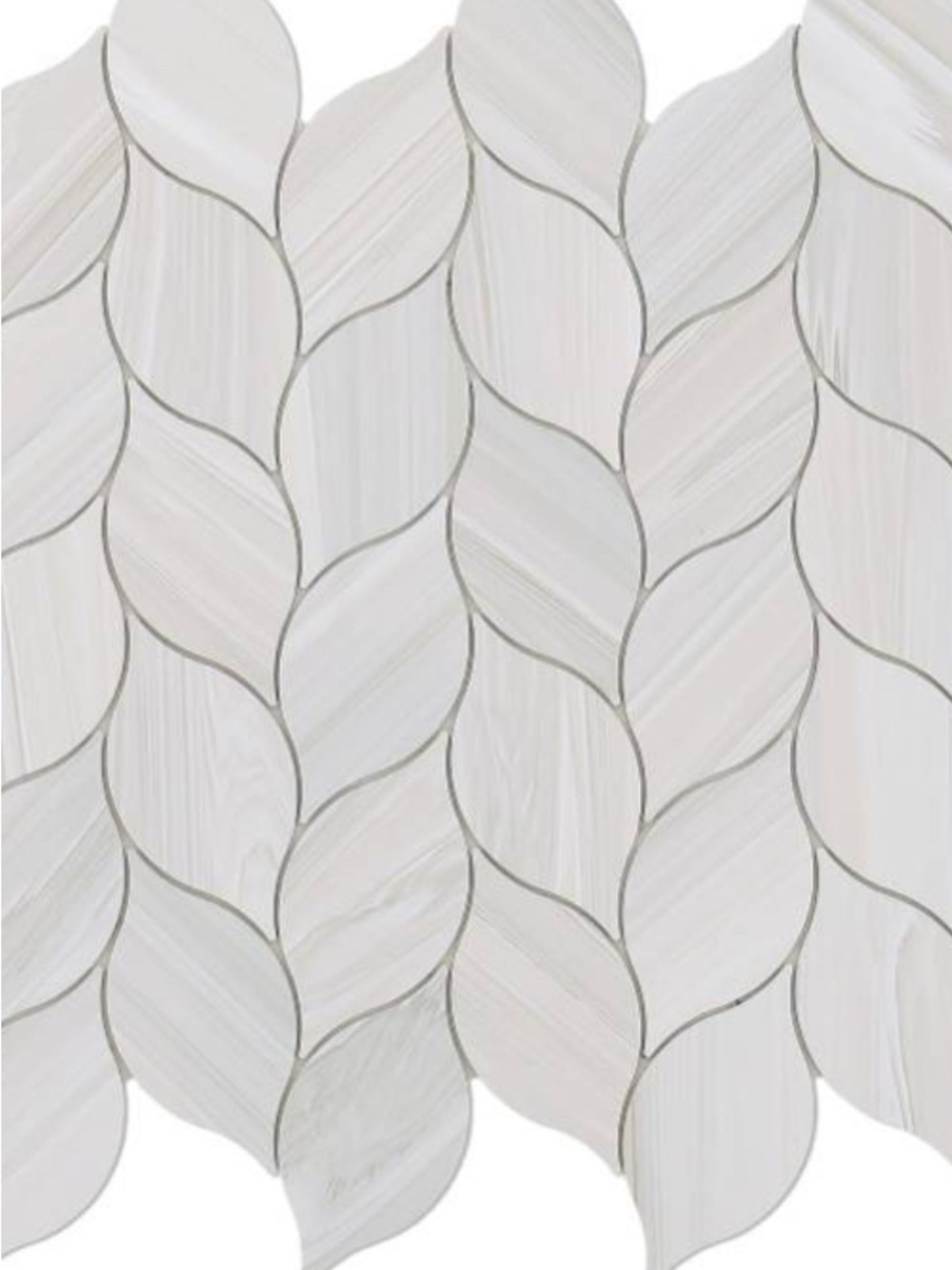 Neutral Leaf Mosaic Wall Tile - White/Gray Decorative Panel